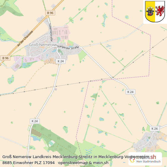 Groß Nemerow Landkreis Mecklenburg-Strelitz Lageplan © Openstreetmap Contributors Groß Nemerow Großes Dorf Lageplan